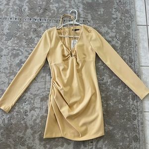 NWT ZARA DRAPED YELLOW DRESS - SIZE M